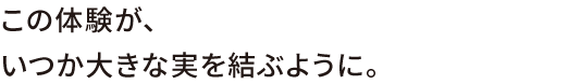 この体験が、いつか大きな実を結ぶように。